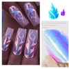 Alev Nail Art Etiketler Çıkartmaları 16 Yaprak / Set Çivi Süslemeleri Folyo Glitter Holografik Lazer DIY Transfer Tasarımları Su Sticker