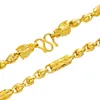 Solid Necklace Hip Hop Beads Chain 18k Yellow Gold Filled Fashion Mens Chain Link Rock Style Polished Jewelry270e