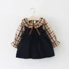 Новое продвижение хлопок vestido infantil детское платье осень 0-3 лет для девочек модное платье для клетчатки Два набора прилива J19042324R