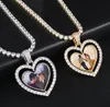 Uomo Donna Custom Made Girevole Amore Cuore Po Ciondolo Doppia Faccia Immagini Collana con ciondolo regali Zircone Pendente268T