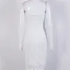 섹시한 여름 레이스 우아한 파티 Bodycon 드레스 V- 목 스파게티 스트랩 무릎 길이의 여성 드레스 Vestidos De Fiesta C19041701