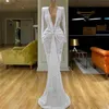 Bling Bling Evening Dresses 2020 Deep V Neck Formal Long Sleeve Prom Gowns Sexy Illusion Sequins Appliques Custom Runway Fashion Dress