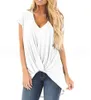 Women Irregular Shirts 9 Colors Summer V Neck Solid Color Crop Tops Tees Loose T-shirts LJJO6949