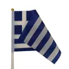 Grèce Drapeau 21x14 cm agitant des drapeaux main Polyester Grèce Pays bannière avec plastique Mâts