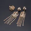 Fashion African Beads Jewelry Sets Wedding Costume Women Party Gold Color Tassel Necklace Bracelet Earrings Ring Set