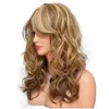 Multi Color Medium Long Hair Styling Wig Full Lace Wavy Hair Oblique Bangs Curly Human Hair Wigs3847404