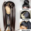 Full spets Human Hair Wigs 13x6 Straight Lace Front Wig 150 Remy 30 tum spets peruk brasiliansk mänsklig3311248