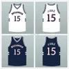 Bulldogs High School J. Cole # 15 Maglia da basket retrò bianca blu navy da uomo cucita personalizzata con qualsiasi numero e nome maglie