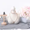 [DDisplay]Lace Fabric Female Model White Jewelry Display Stand Graceful Necklace Standing Showcase Retro Style Beauty Pendant Display Holder