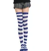 College tjejer sexiga stripe strumpor kvinnor randar knän kvinnor cosplay strumpor cheerleaders knä high tube stocking bomull lår stocking