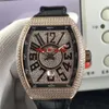 2 Style High Quality Watch Vanguard Rose Gold Miyota Automatisk Mens Watch V45 SC DT NR 5N Full Diamonds Ring Gummi Rem Gents Klockor