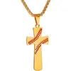 Nya 20st Silver Flat Cross Baseball Bat Cross Pendant Necklace Gold Silver Black Color Stainless Steel Baseball Cross Pendant NEC9051271