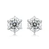 أقراط مسمار Moissanite للنساء ندفة الثلج الكلاسيكية 6 S925 الفضة مجوهرات الأزياء earring11