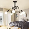 American Style Iron Semi Flush Mount Ceiling Lamp Restaurant Hotel Bedroom Sitting Room Dining Room Creative Modern Hanging Light