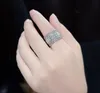 Wholesale- Top SellingLuxury Jewelry 10kt White Gold Filled White Topaz CZ Diamond Gemstones Torchon lace Women Wedding 3 IN 1 Ring Set Gift