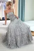 Elegante strapless grijze kralen lange prom jurken real image grote pailletten stenen vloer lengte formele partij prom dresses cps1162