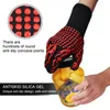 500 Celsius Heat Resistant oven Gloves Insulated Silicone Gloves for Microwave BBQ Grilling Mitts Five Fingers Anti Slip Baking Cooking Tool