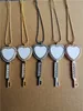 sublimation blanc coeur clé colliers pendentifs avec perceuse collier pendentif transfert à chaud impression consommable prix d'usine en gros