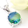 12st LuckyShine Wedding Jewelry Gift Round Cut Bi Color Tourmaline Gems 925 Sterling Silver Necklace Pendant Gift Jewelry With FR4604718