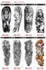 Wodoodporna tymczasowa naklejka tatuażowa Pełna ramię Duża czaszka Stare szkolne naklejki Tatoo Flash Fake tatuaże dla mężczyzn kobiet