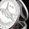 Монета-вызов Американский боевой самолет F16 Вертолет Falcon US Eagle Военная посеребренная монета Collectible4792560