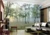 居間のための現代の壁紙緑の森3 dの風景の背景の壁画