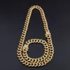 13mm Miami Cuban Link Chain Gold Silver Necklace Bracelet Set Iced Out Crystal Rhinestone Bling Hip hop for Men3237