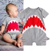 Newborn Baby Boy Toddler Shark Pagliaccetti Tute grigie Manica corta Carino Abbigliamento estivo per bambini Abbigliamento per bambini animali