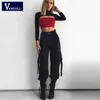 Vangull Long Cargo Women High Waist Pants Buckle Big Fickor Kvinnliga byxor Streetwear Pant 2019 Nya Fashion Sweatpants C19041102