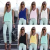 Kvinnors Ärmlös Strand Tank Chiffon Toppar Ladies Summer Casual Vest Camisole Yellow Blue Black White Plus XXXL Storlek