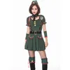 Green Women Military Special Agent Costume Sexy Police Uniform Halloween Cosplay Instructor Suit Anime Army Officer Mini Dress