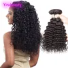 Peruansk människohår Deep Wave 3 Bunds Virgin Hair Extensions 95-100g/Piece Natural Color Curly 8-28Inch Hair Weaves Wefts