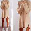 Fashion Women Long Sleeve Autumn Knitted Zippers Side Jumper Sweater Dress Loose Tunic Baggy Dresses HO931626