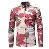 Mode Printemps Casual Hommes Chemise Slim Fit Fleur Imprimer Chemise En Lin Chemises À Manches Longues Homme Floral Social Masculina M-3XL Top Qualité