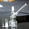 5,5 tum mini Glass Bong Hookahs Vattenrör med kvarts banger nagel 25mm xl platt topp tjock botten 14mm domelös spikrökning