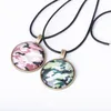 pretty Glass Ball Pendant Necklace For Women Jewelry Vintage Sweater Chain Necklace Camouflage Time Gem Necklaces