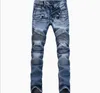 Mäns Ripped Wrinkled Jeans Designer Lång Slim Byxor Med Hål Högkvalitativ Ny Varumärkesbyxor Gratis Fraktstorlek 28-40 Multi Färger