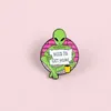 Alien Green Enamel Pin Brouches для женщин Кофейная чашка Значок Рука, держащая бумаги Надо получить домашний лацковый PIN-код Одежда рюкзак Ювелирные изделия