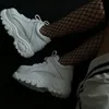 Sıcak Satış-Kadınlar Kauçuk / Deri / Polyester Baba Ayakkabı Orijinal Fabrika Buffalo Siyah 1339 Platform Sneakers