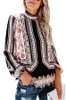 Nero gotico rosso rosa bohemien stampa floreale scollo smock camicetta manica lunga vescovo donna leopardo plus size camicetta xxl top Y190427