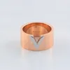 Europe America Lady Titanium Steel Colour matching V Letter Engagement Wide Rings 3 Color Size 597953480