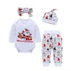 Kinderkleidung Baby Mädchen Boutique Anzüge Designer Mode Outfits Tier bedruckte Tops Hosen Hüte Stirnband Weihnachten Cartoon Kleidung Sets 5245