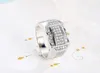 OMHXZJ Rings Whole Band Rings European Fashion Man Party Regalo per matrimoni Luxury Square Zircon White 18Kt Whites Gold Gold Gold Ring RR44199219