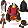 KonoSuba God's Blessing on this Wonderful World Megumin Cloak Dress Uniform Halloween Outfit Anime Megumin Parrucca Cosplay Parrucca 287r