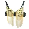 Push Up Bra Gorset Sexy Tassel Gorsety Gothic Punk Tops dla kobiet Moda Nowy Kostium na imprezę Pokazuje wydajność