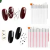 15 ensembles de stylos à fleurs peints à ongles brosse décontractée femmes Art Design peinture à ongles outils à ongles dessin professionnel Decor9834508