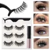 Nieuwe 3Pairs Magnetische Wimpers Met Magnetische Vloeibare Eyeliner Kit Langdurige Waterdichte Magnetische Eyeliner Wimpers Makeup Tools