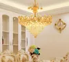 Chandelier Europeia americanos de luxo real levou nobre lustres de cristal pingente iluminação ouro levou lustre lâmpada levou pingente lâmpadas MYY