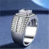 Wholesale-and American fashion ring luxury designer jewelry explosion models CZ diamond fashion silver plated men's ring free shipping