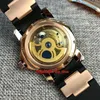 9 Styl Nowy 45mm Marine Perpetual Kalendarz Automatyczny Zegarek Mens Rose Gold Case Case Niebieski Dial Pasek Gents Zegarki Sportowe